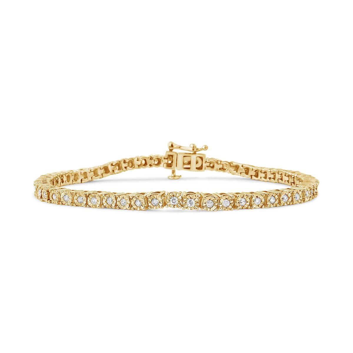 Haus of Brilliance Yellow Gold over Silver Tennis Bracelet