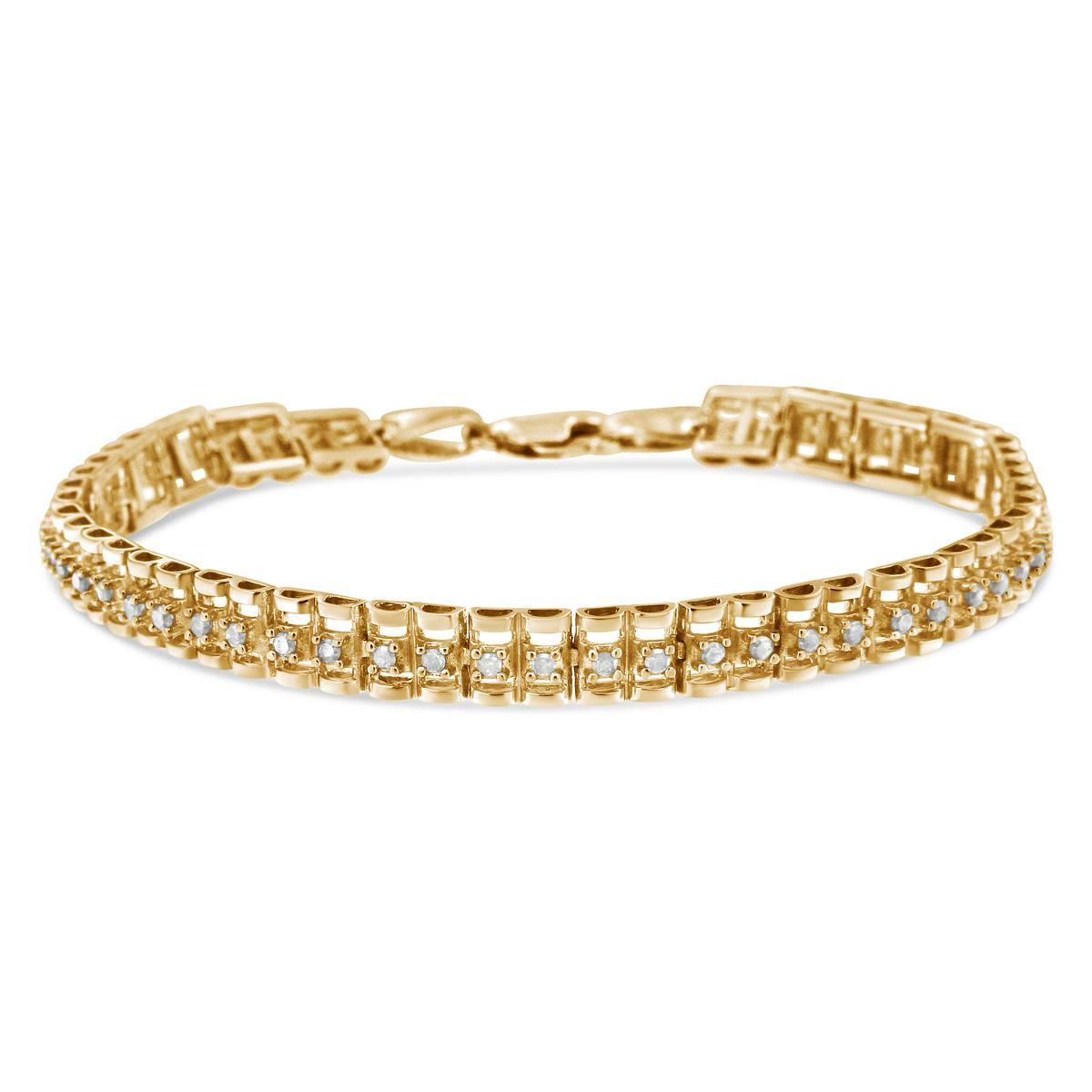 Haus of Brilliance Yellow Gold Diamond Link Tennis Bracelet