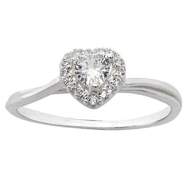 Marsala Sterling Silver Halo & CZ Halo Heart Ring