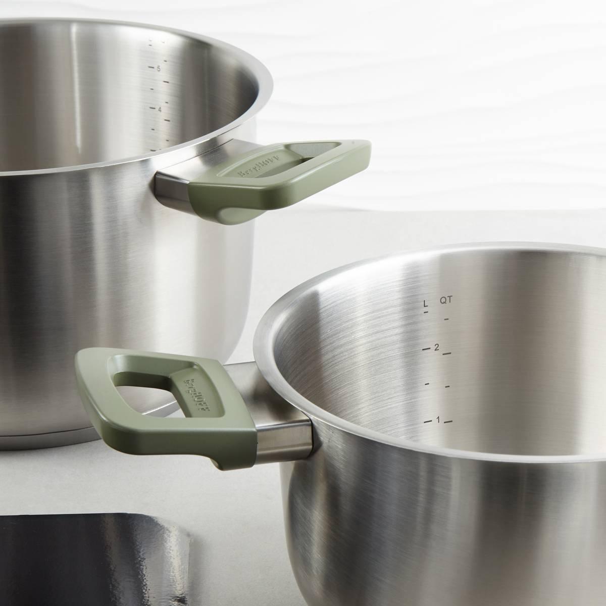 BergHOFF Bolt 8pc. Stainless Steel Cookware Set w/ Glass Lids