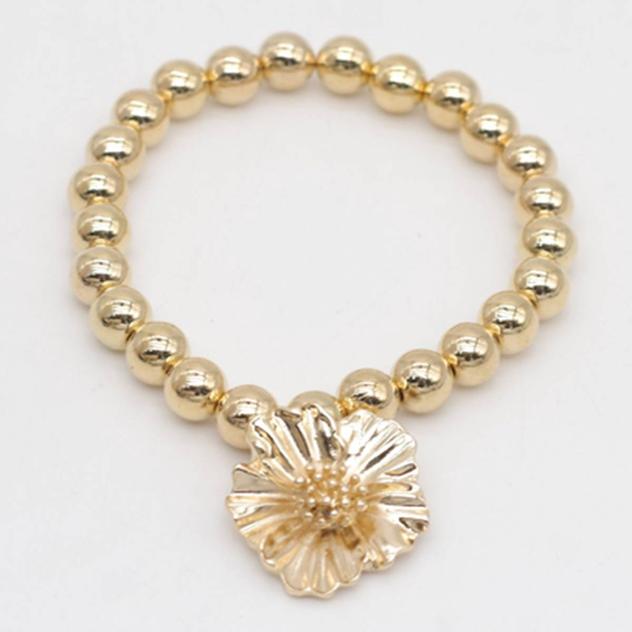 Design Collection Gold-Tone Beaded Flower Stretch Bracelet