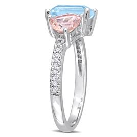 Gemstones Classics™ Sky Blue Topaz & Morganite Toi et Moi Ring