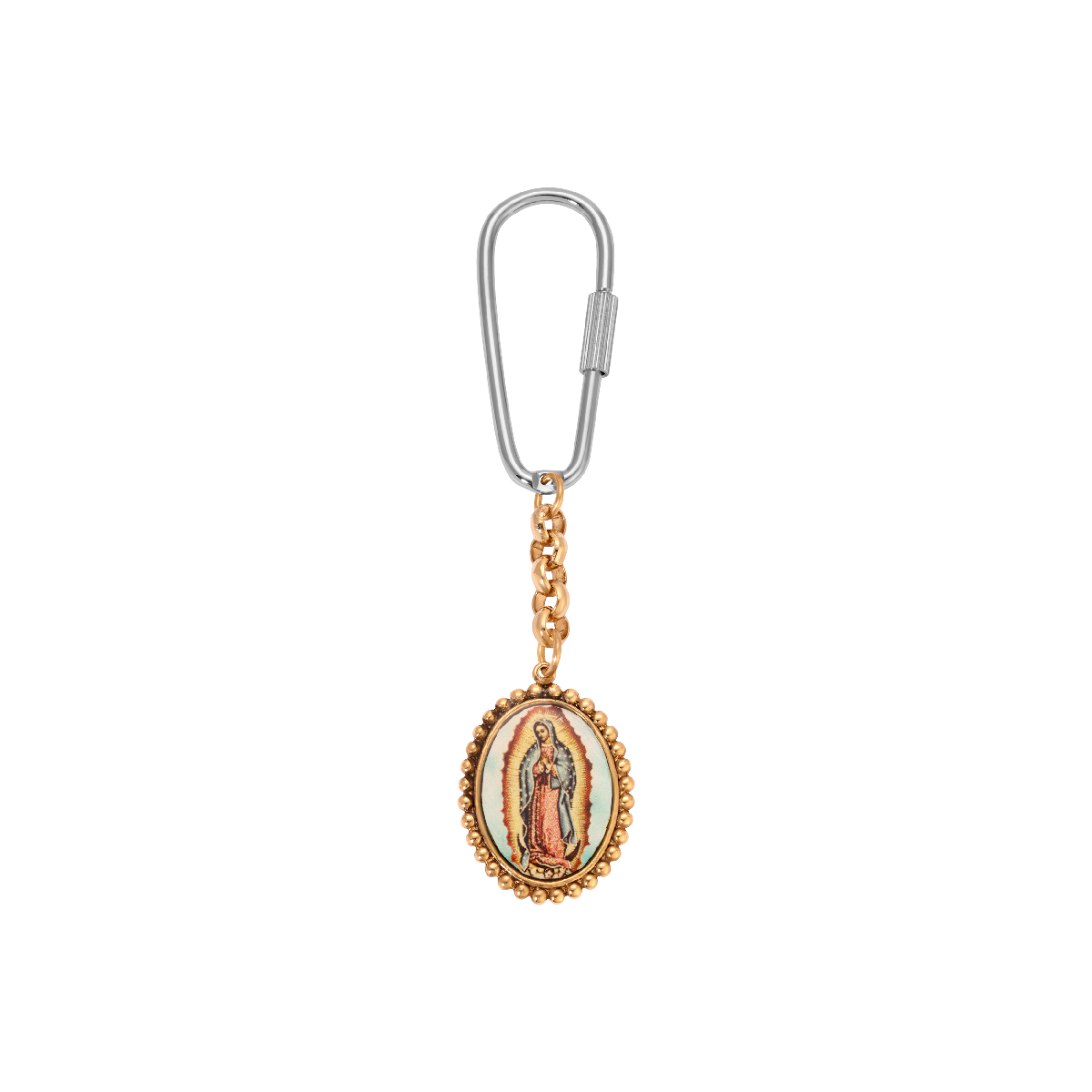 Symbols of Faith Gold Tone Oval Spiritual Decal Key Chain