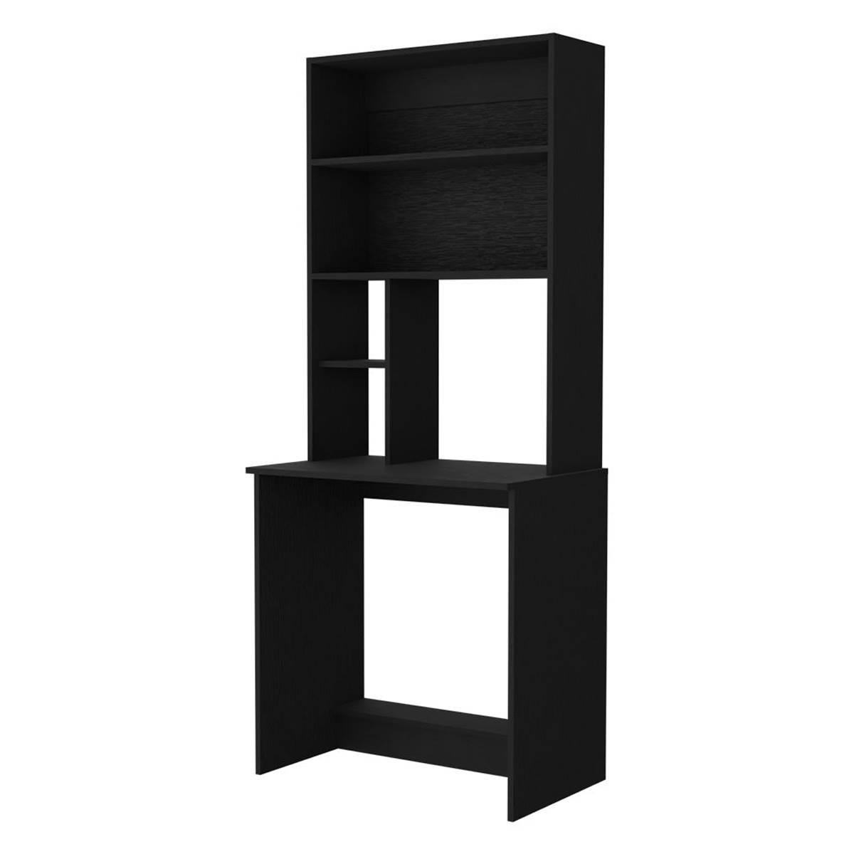 FM FURNITURE Sawgrass Black Computer Desk w/ Hutch