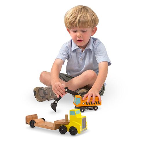 Melissa & Doug® Trailer & Excavator Wooden Toy Set