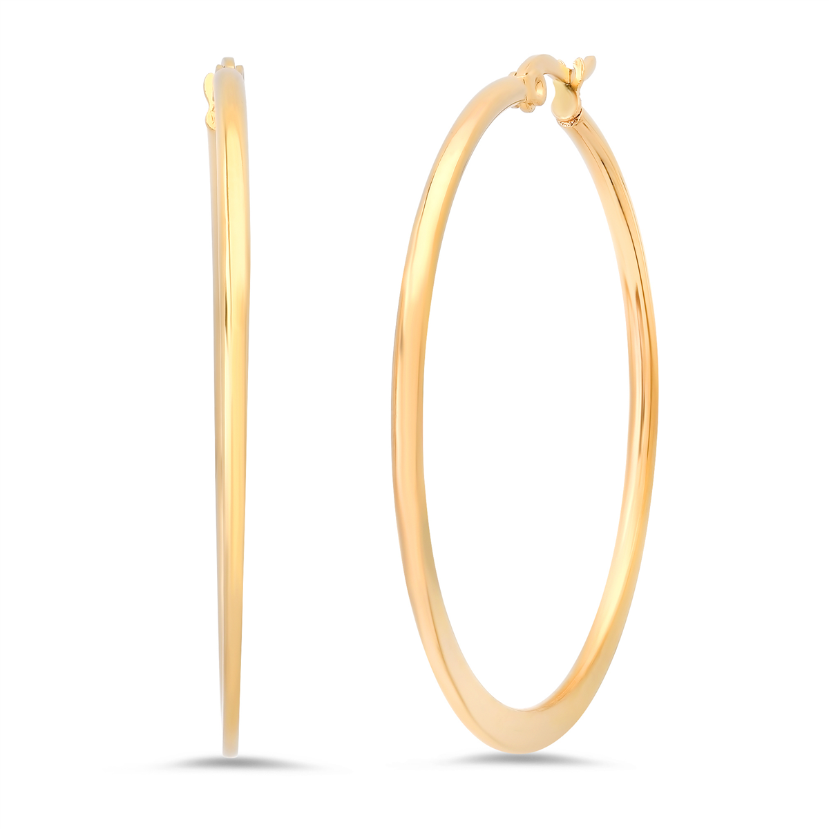 Saffron 30mm 18kt. Gold Polished Flat Bottom Hoop Earrings