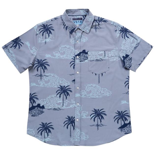 Young Mens VSTR Waves & Palms Stretch Button Down Shirt