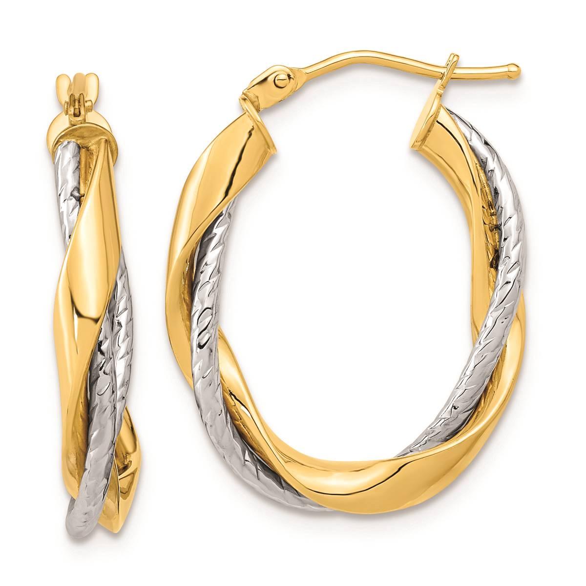 Gold Classics(tm) 14kt. Two-Tone Rope Twist Hoop Earrings