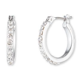 Anne Klein Silver-Tone & Crystal Small Hoop Earrings