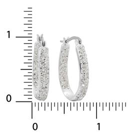 Brass Silver Plated Crystal Hoop Earrings