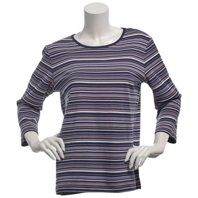 Plus Size Hasting & Smith 3/4 Sleeve Stripe Crew Neck Tee