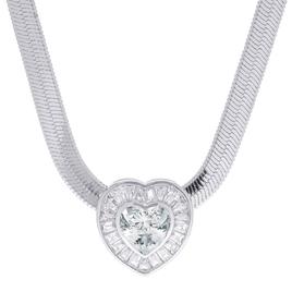 Gianni Argento Lab Grown White Sapphire Baguette Heart Necklace