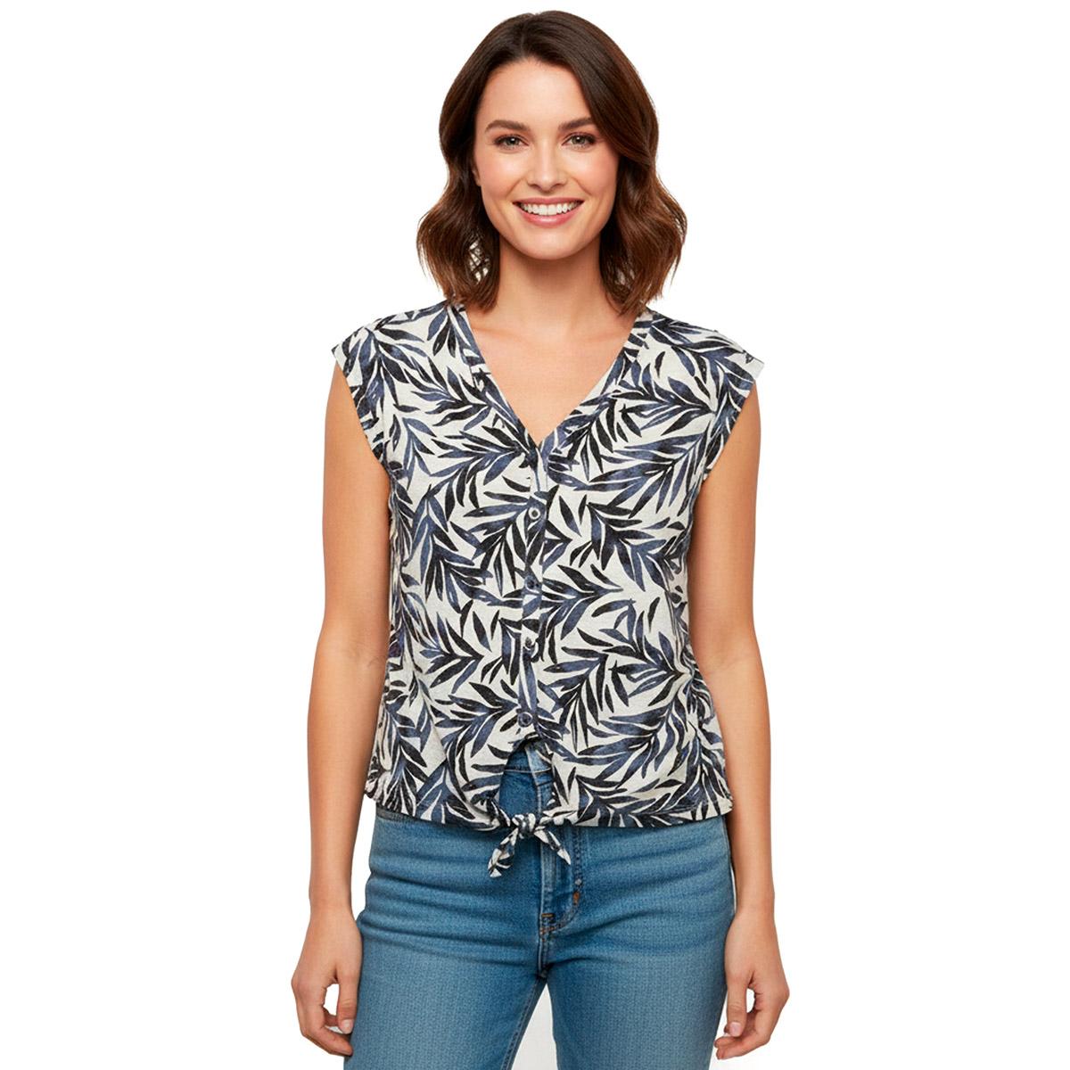 Womens French Laundry Dolman Sleeve Leaf Tie Front Blouse