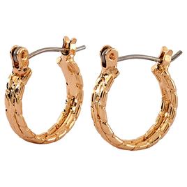 Design Collection Tri-Textured Polished Gold Hoop Earrings