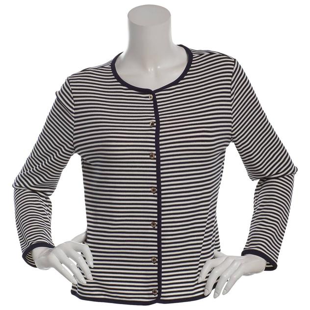 Womens Nautica Long Sleeve Stripe Rib Cardigan