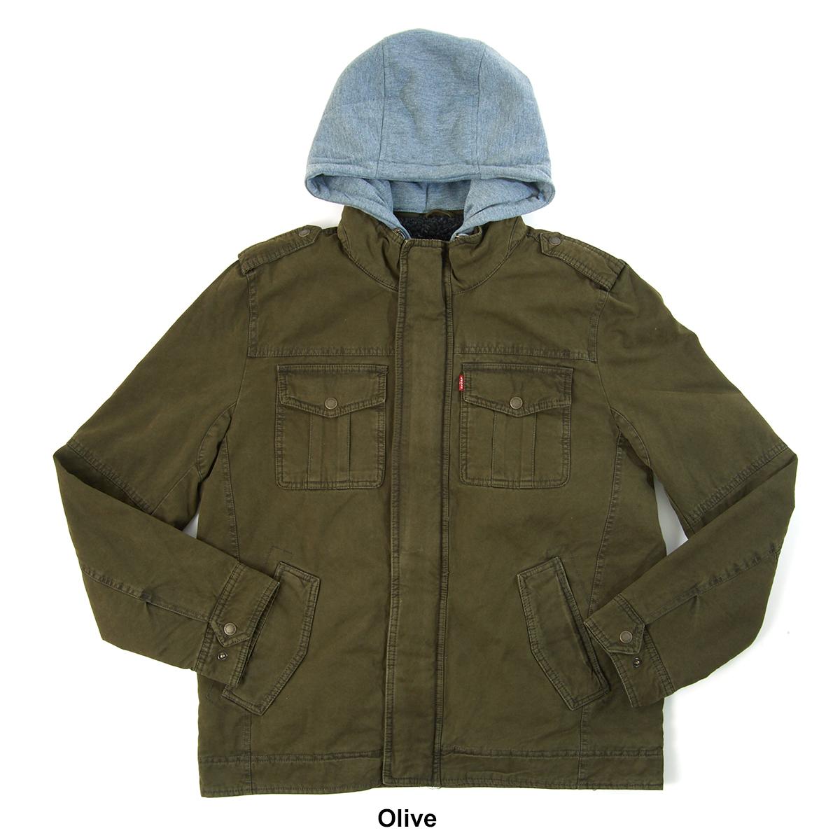 Mens Levi's® Four Pocket Zip Out Hood Military Jacket
