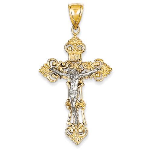 Gold Classics(tm) 14kt. INRI Fleur De Lis Crucifix