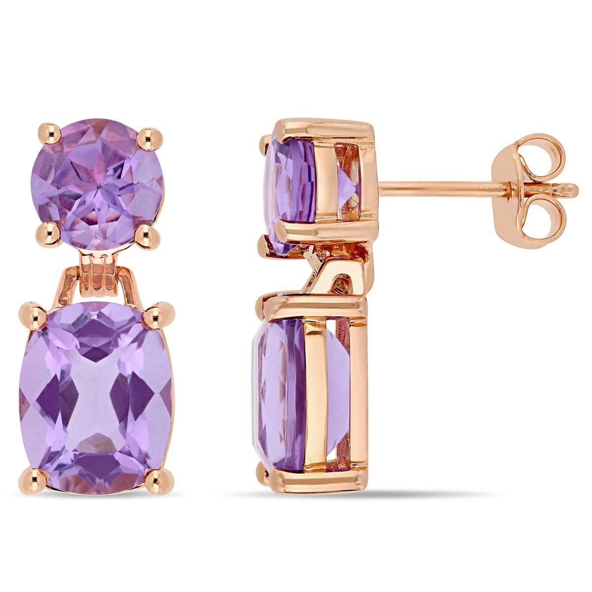Sophia B 8ctw.  Amethyst 2-Stone Dangle Earrings