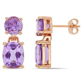 Sophia B 8ctw.  Amethyst 2-Stone Dangle Earrings