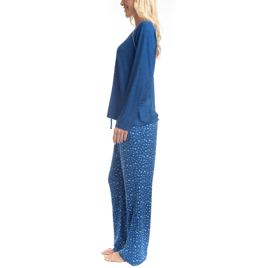 Womens Goodnight Kiss Cherry & Merry Leopard Henley Pajama Set