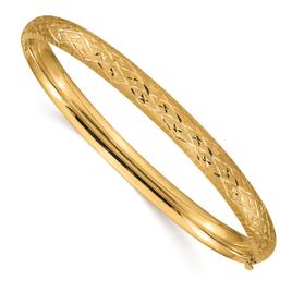 Gold Classics(tm) 4/16 Diamond-Cut Fancy Hinged Bangle Bracelet