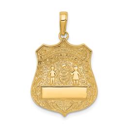 Unisex Gold Classics(tm) 14kt Gold Large Police Badge Pendant