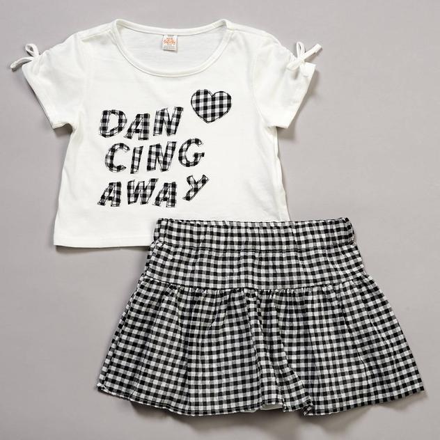 Girls (4-6x) Sweet Butterfly® Dancing Away Tee/Gingham Skirt Set