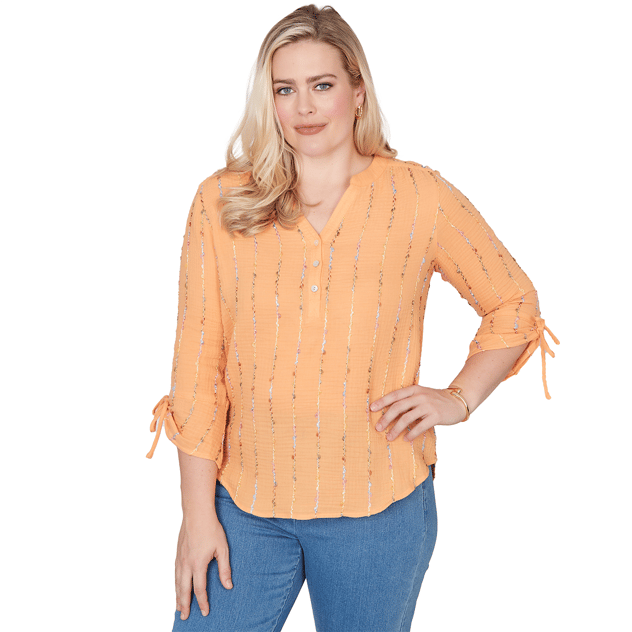 Petite Alfred Dunner Beachcomber Sequin Stripe Blouse