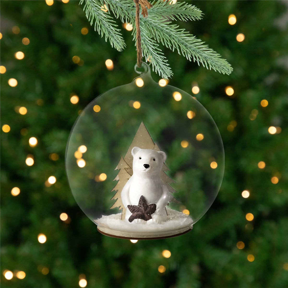 Northlight Polar Bear in Snow Glass Globe Christmas Ornament