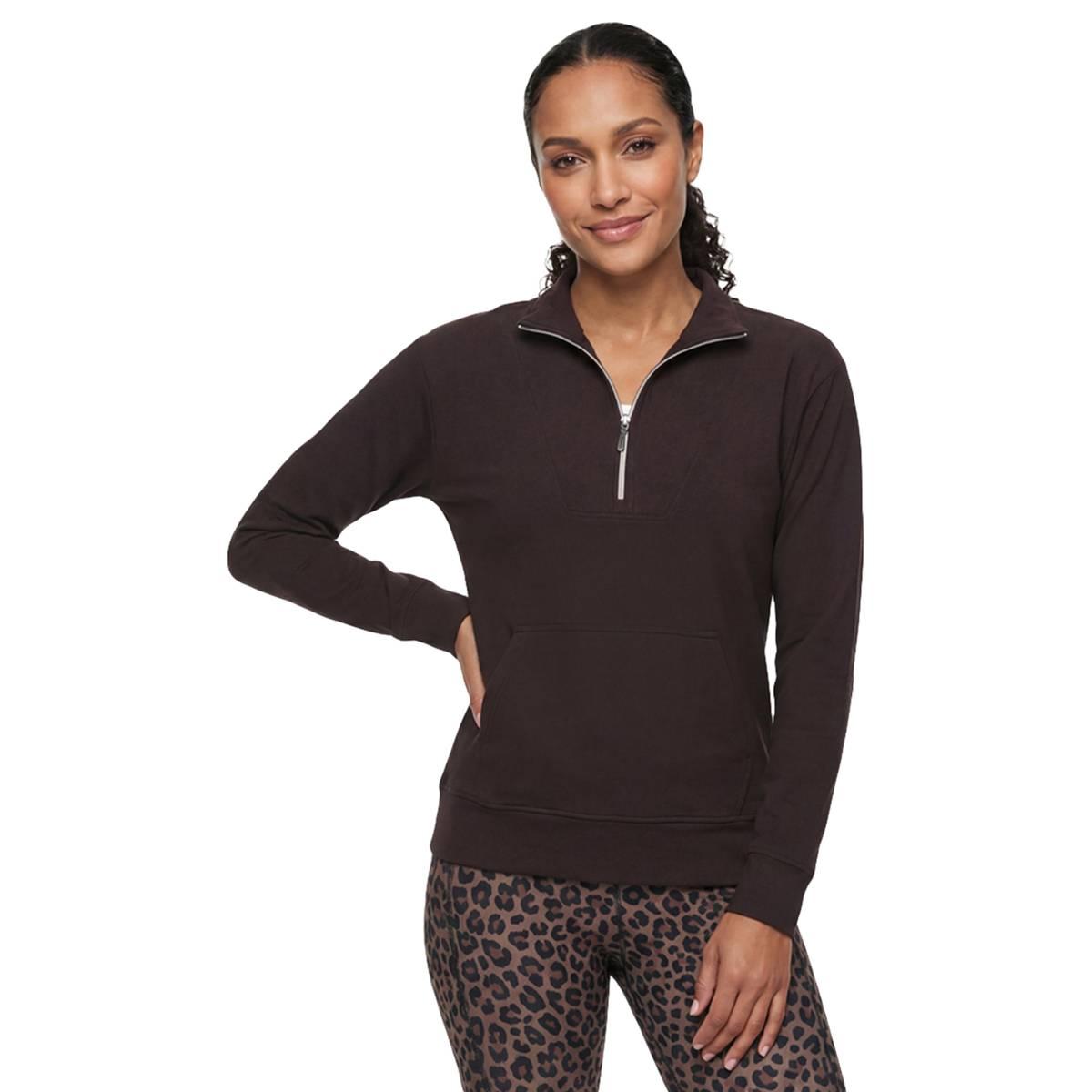 Womens Skechers GoLuxe Rib 1/4 Zip Brushed Fleece Sweatshirt