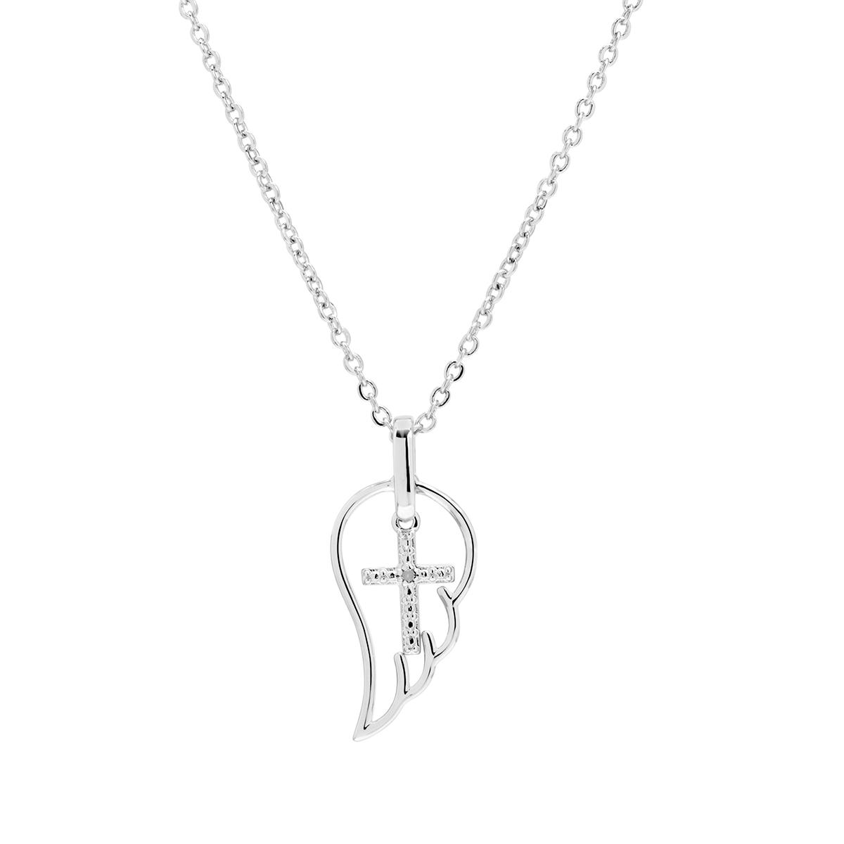 Gianni Argento Silver Plated Diamond Accent Cross Wing Pendant