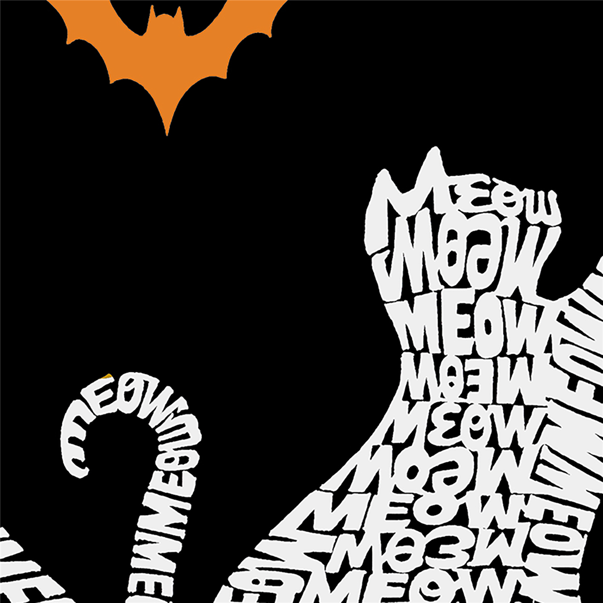 Womens LA Pop Art Lunar Cat and Bats Word Art Hoodie
