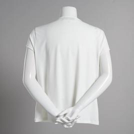 Petite Kasper Solid Short Sleeve Drape Neck Blouse