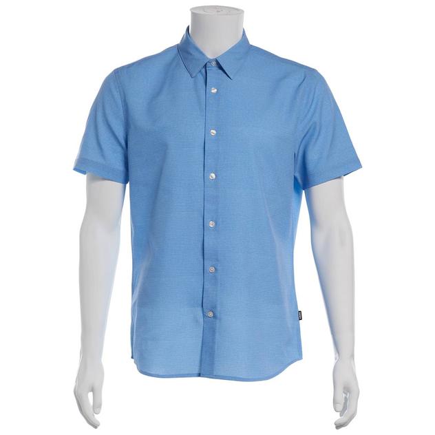 Mens DKNY Short Sleeve Davin No-Tuck Striped Button Down Shirt