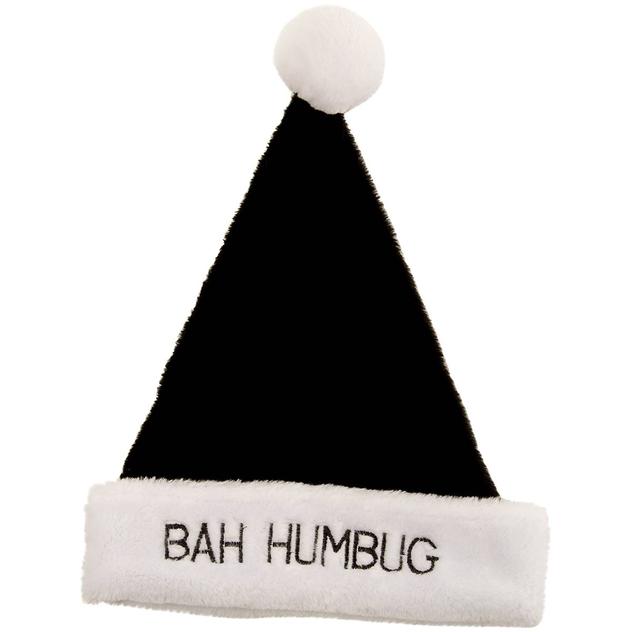 Plush Santa Hat with Embroidered "Bah Humbug"