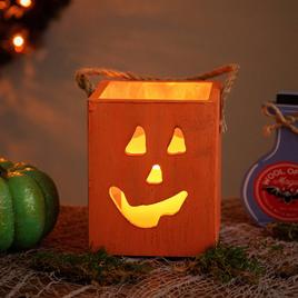 Northlight Seasonal 6.25in. Wood Jack O Lantern Candle Lantern