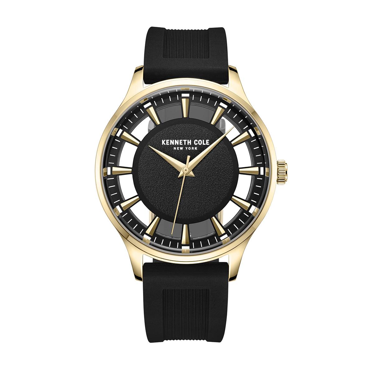 Mens Kenneth Cole® Gold-Tone Cut-Out Dial Watch - KCWGM2270804
