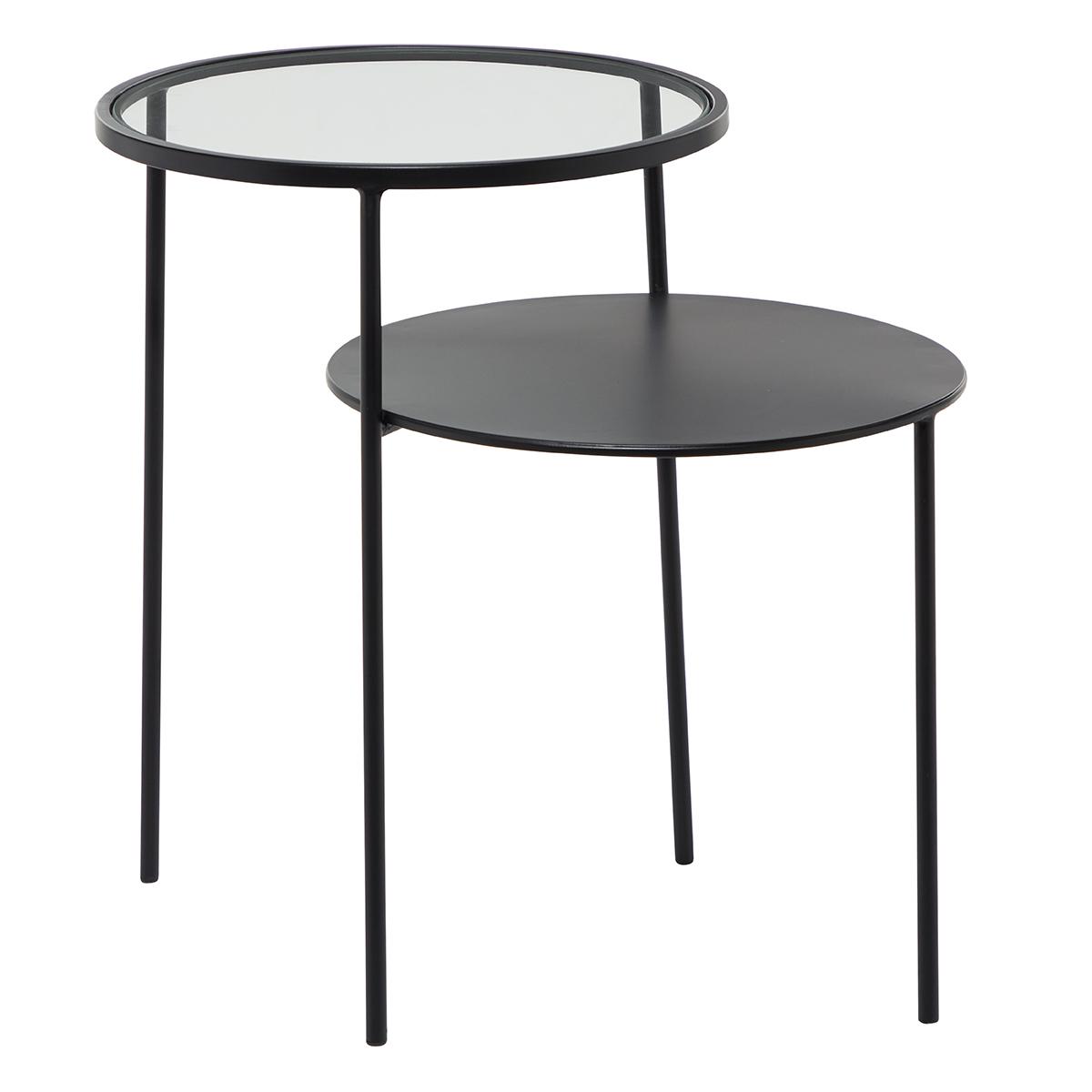 9th & Pike(R) Round Glass And Metal Layered Accent Table - Set Of 2