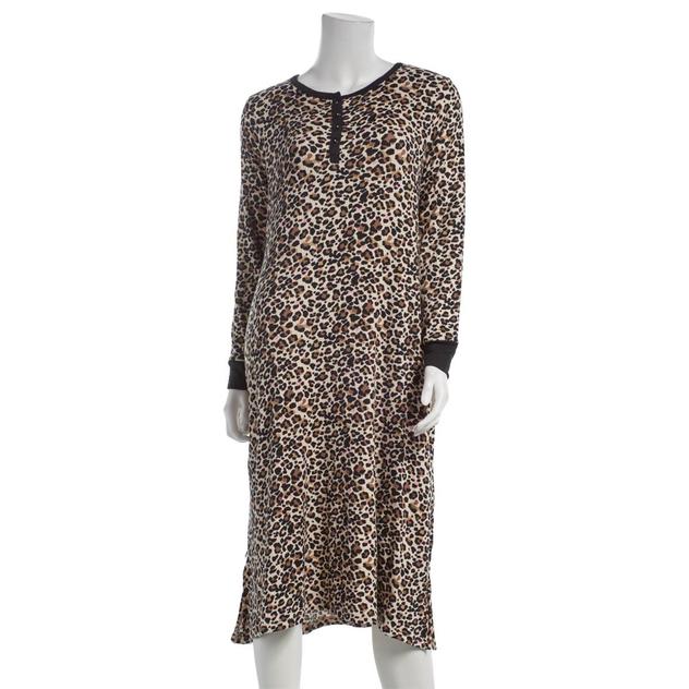 Womens René Rofé® Long Sleeve Cheetah 42" Nightgown