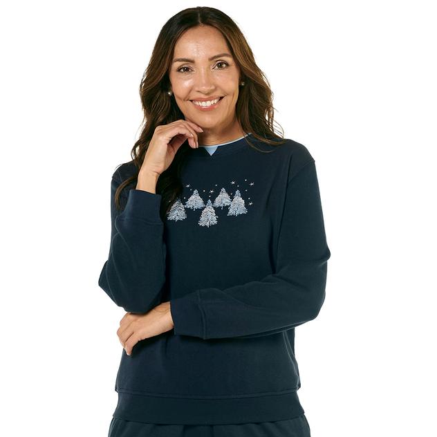 Womens Hasting & Smith Frosted Trees & Stars Fleece Sweatshirt