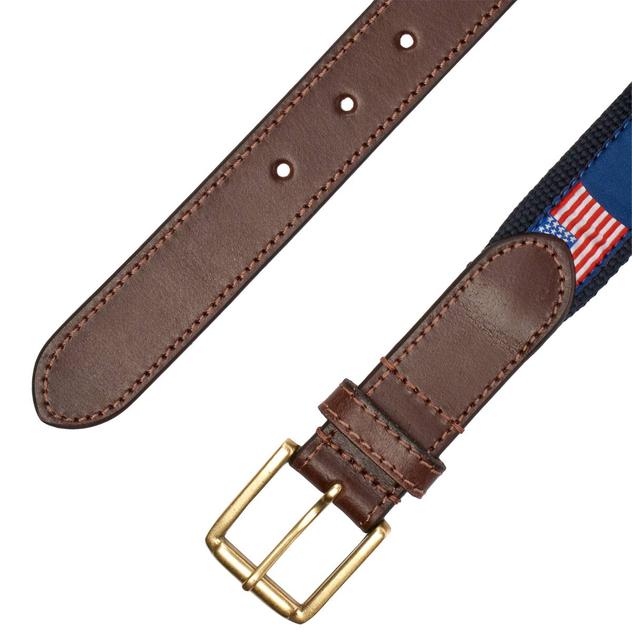 Mens Caribbean Joe American Flag Canvas & Silk Belt