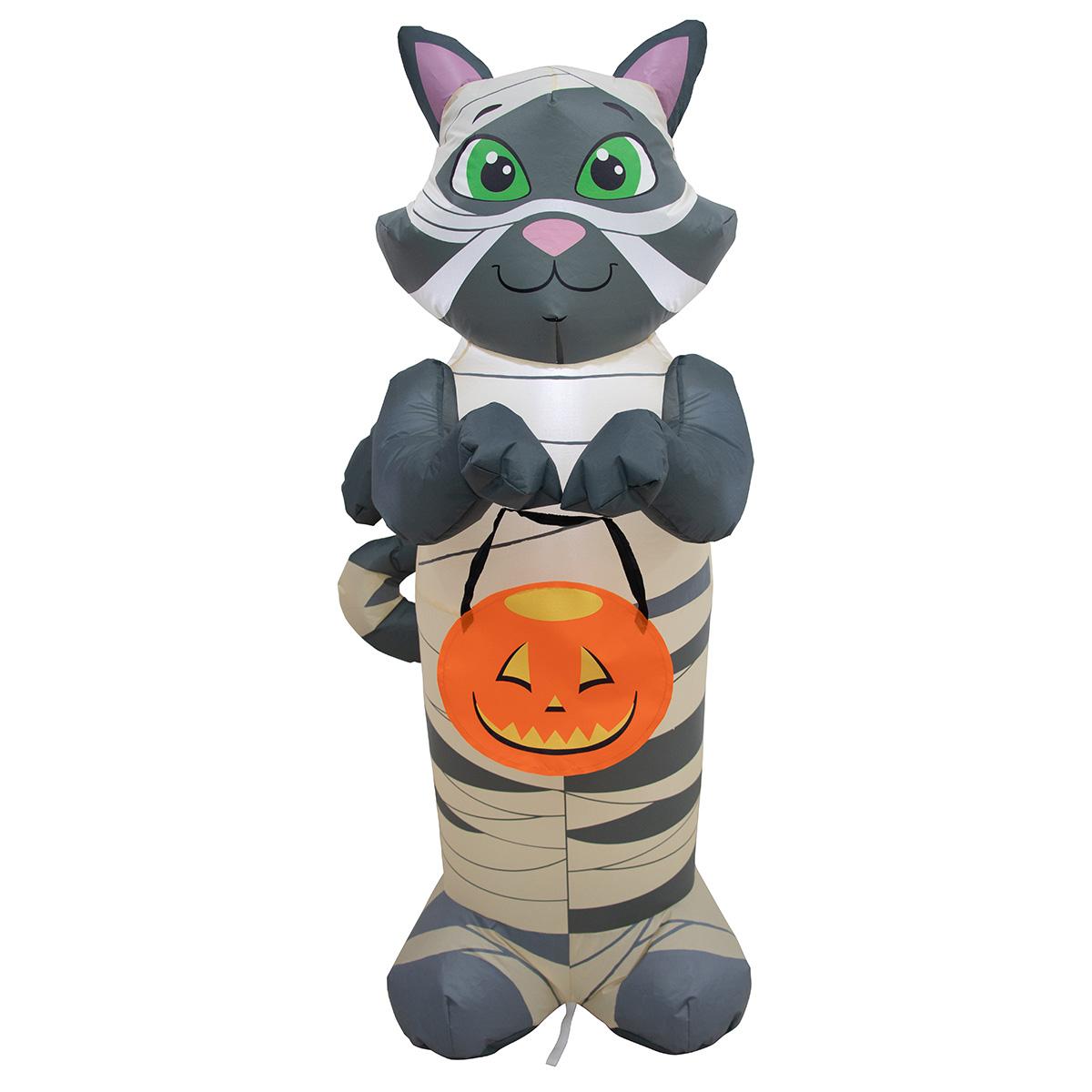 4ft. Inflatable Mummy Cat with Pumpkin Trick- Or-Treat Bag