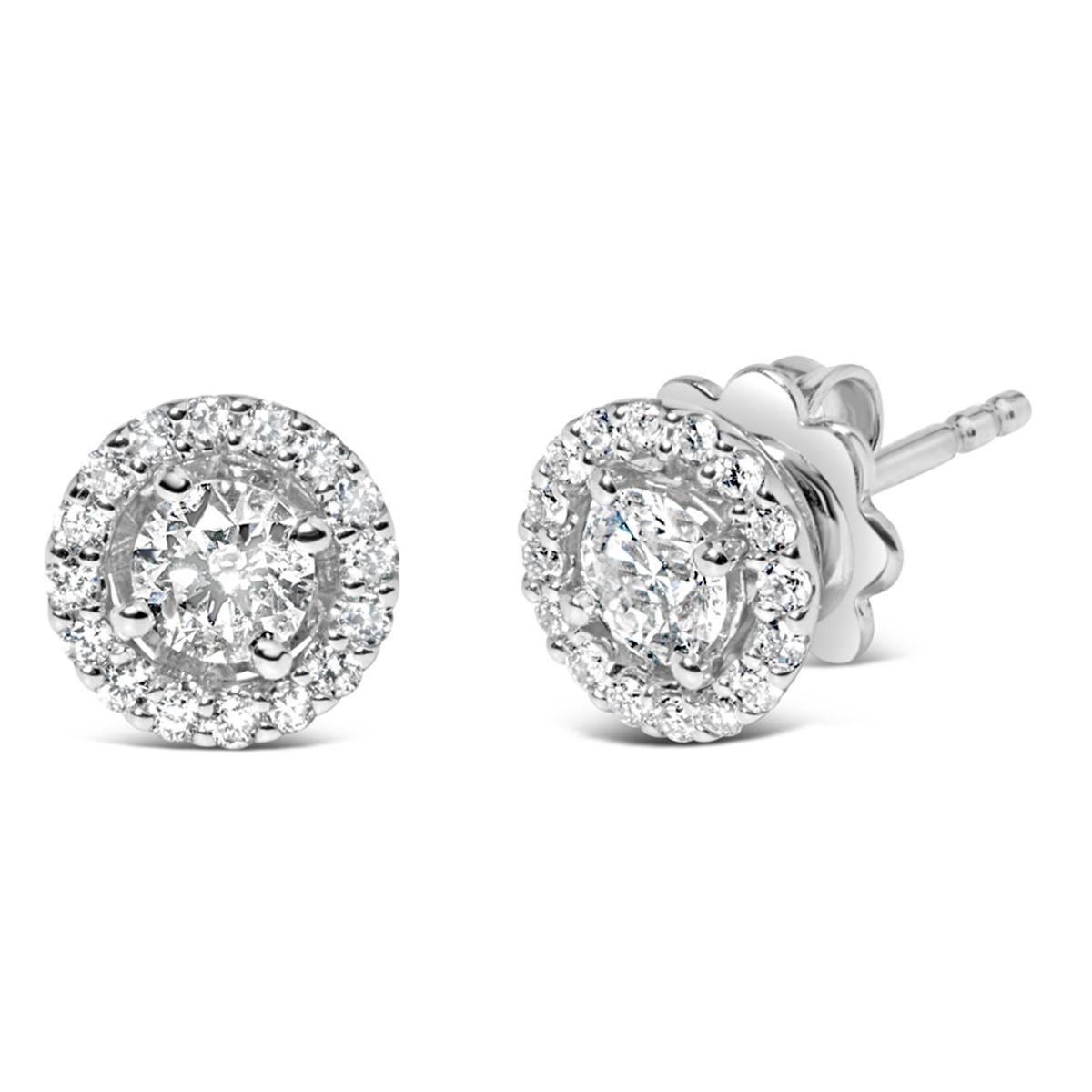 Haus of Brilliance 3/4ctw. Lab Grown Diamond Halo Stud Earrings