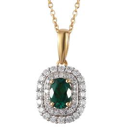 Nova Star(R) Created Oval Emerald & Lab Grown Diamond Pendant