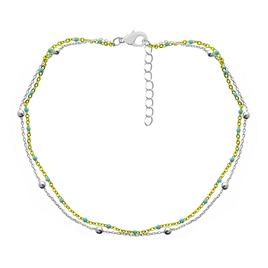 Barefootsies Gold & Silver Plated Aqua Bead Double Strand Anklet