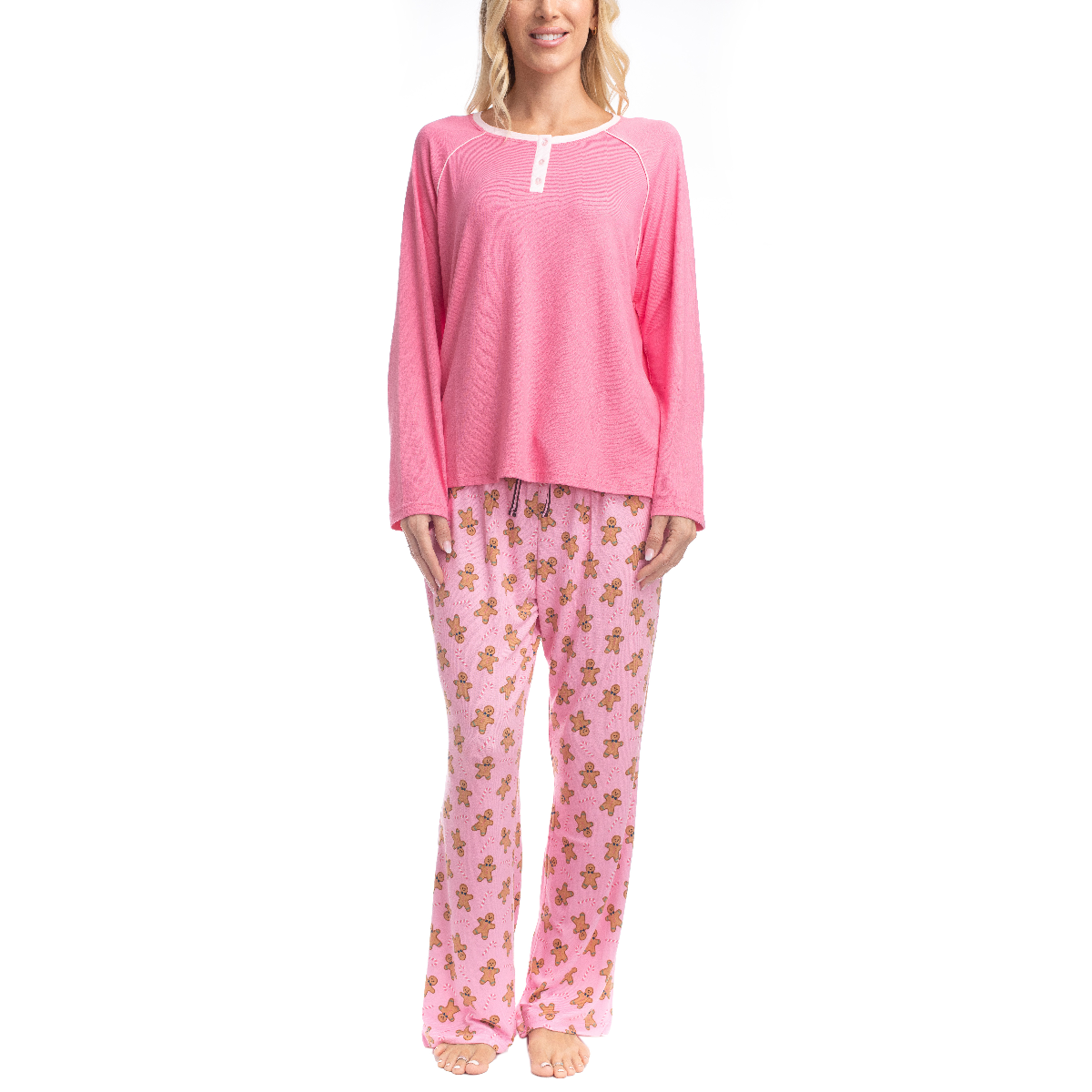 Womens Goodnight Kiss Cherry & Merry Gingerbread Pajama Set