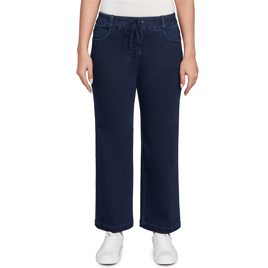 Plus Size Ruby Rd. Key Items Drawstring Terry Denim Wide Leg Jea