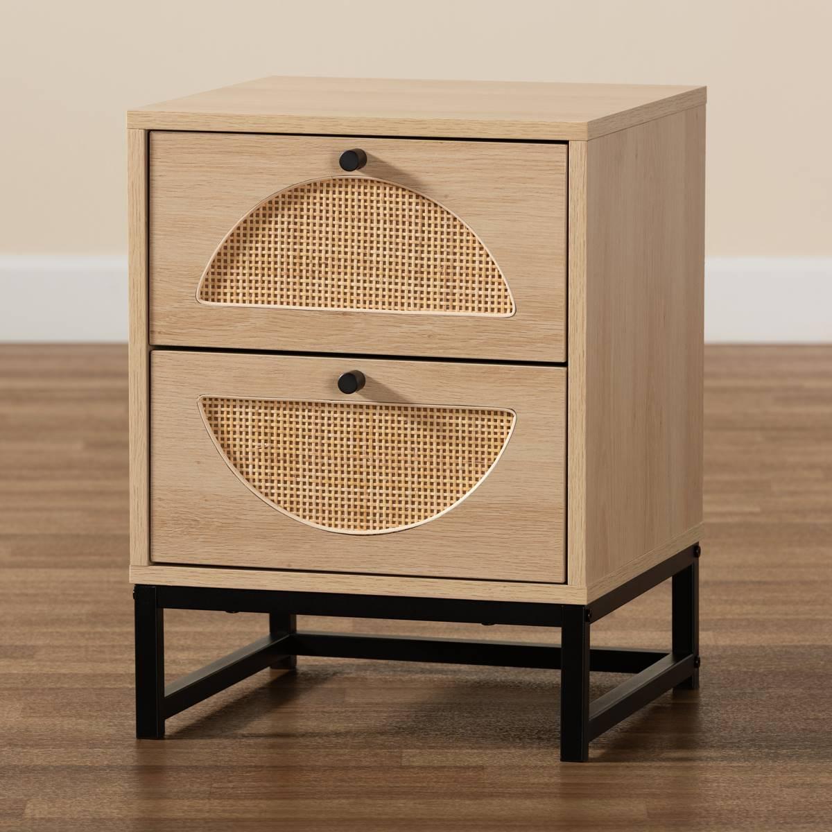Baxton Studio Ardon Bohemian Light Brown Wood 1-Drawer Nightstand
