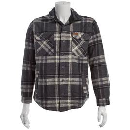 Mens Mountain Ridge Plaid Fleece CPO Jacket - Grey