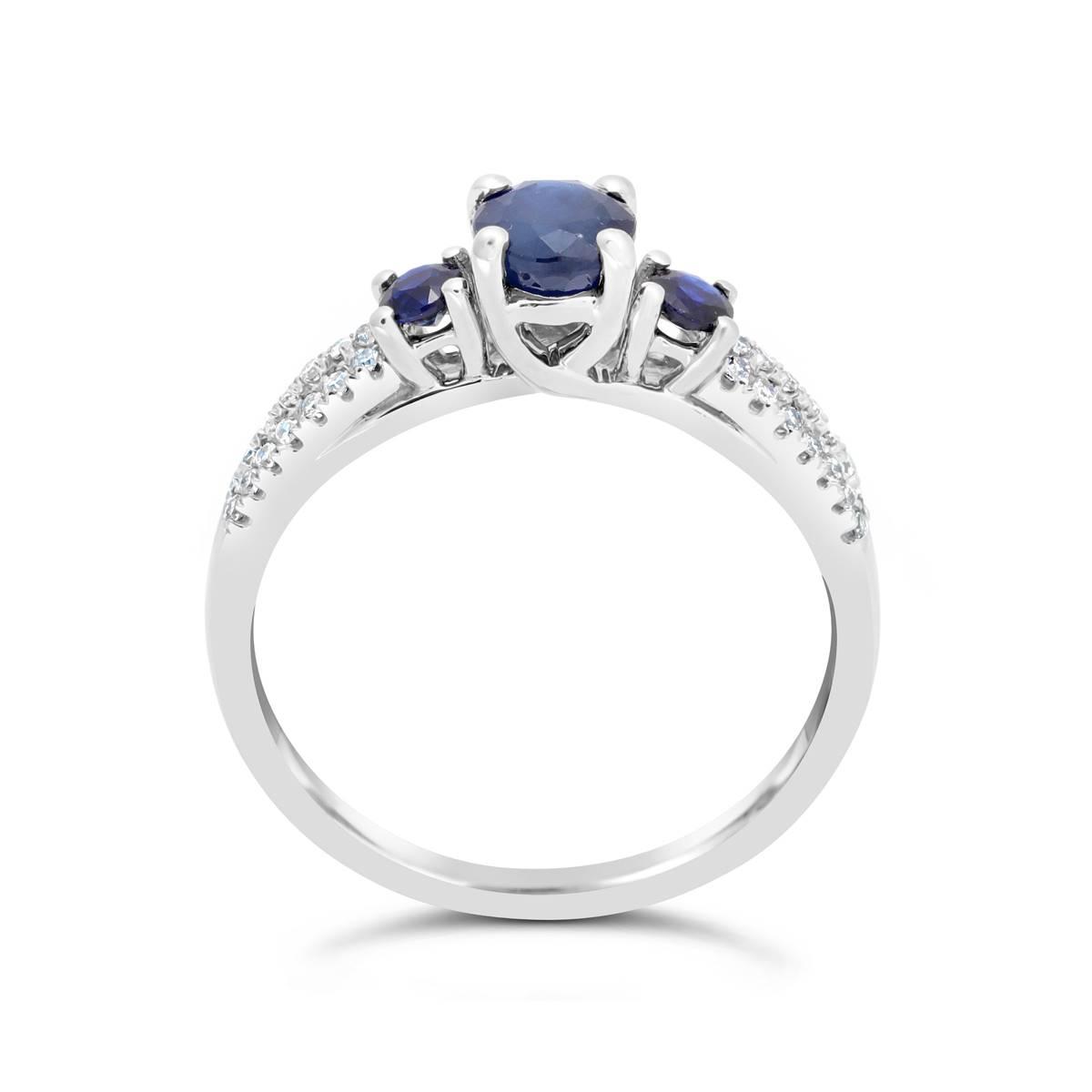10kt. White Gold 3-Stone Sapphire Ring